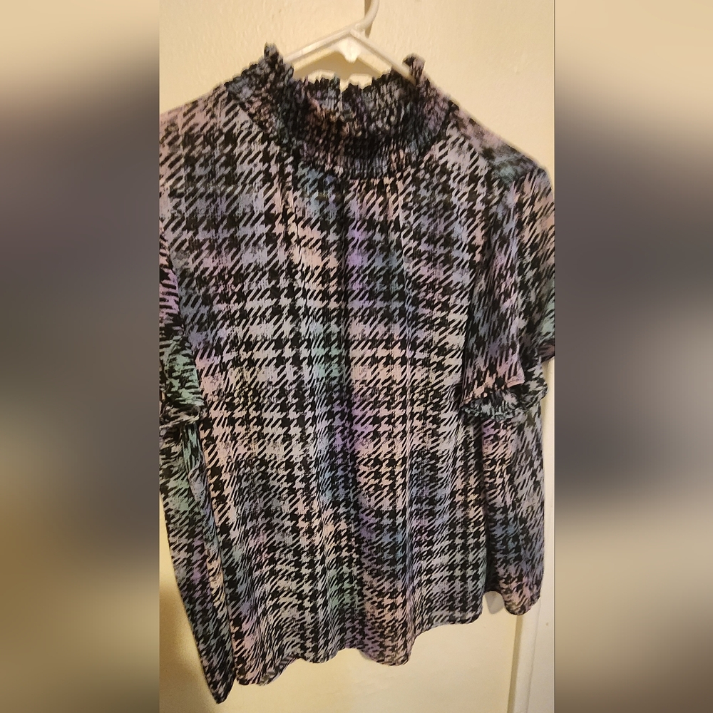 Torrid multicolor high neck silk blouse